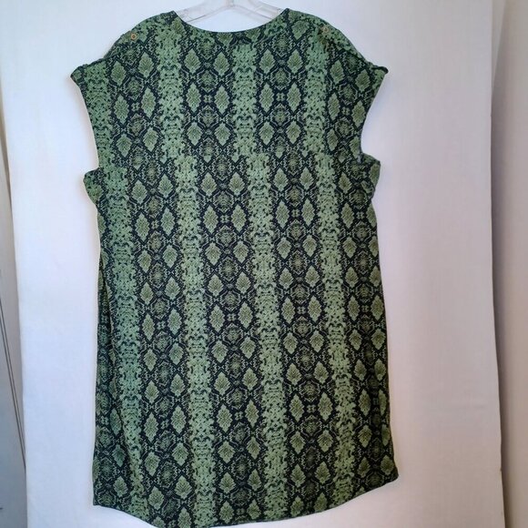 Anthropologie Dress Green Snake Print Rachel Sleeveless Tunic Style Womens 1X - Picture 4 of 13